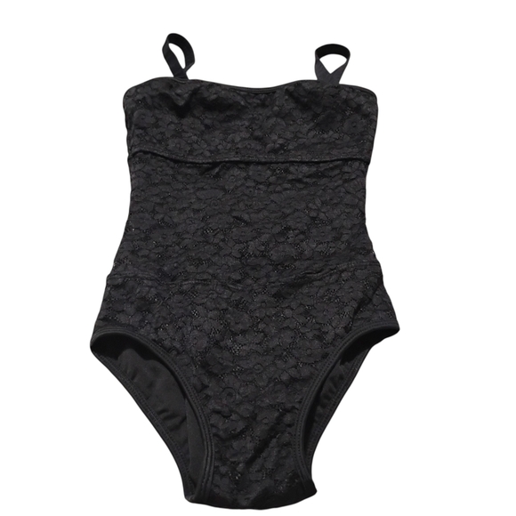 New Scop Swimwear | Black One Piece, Lace With Sheer Mid Section | Size Medium - Picture 3 of 15